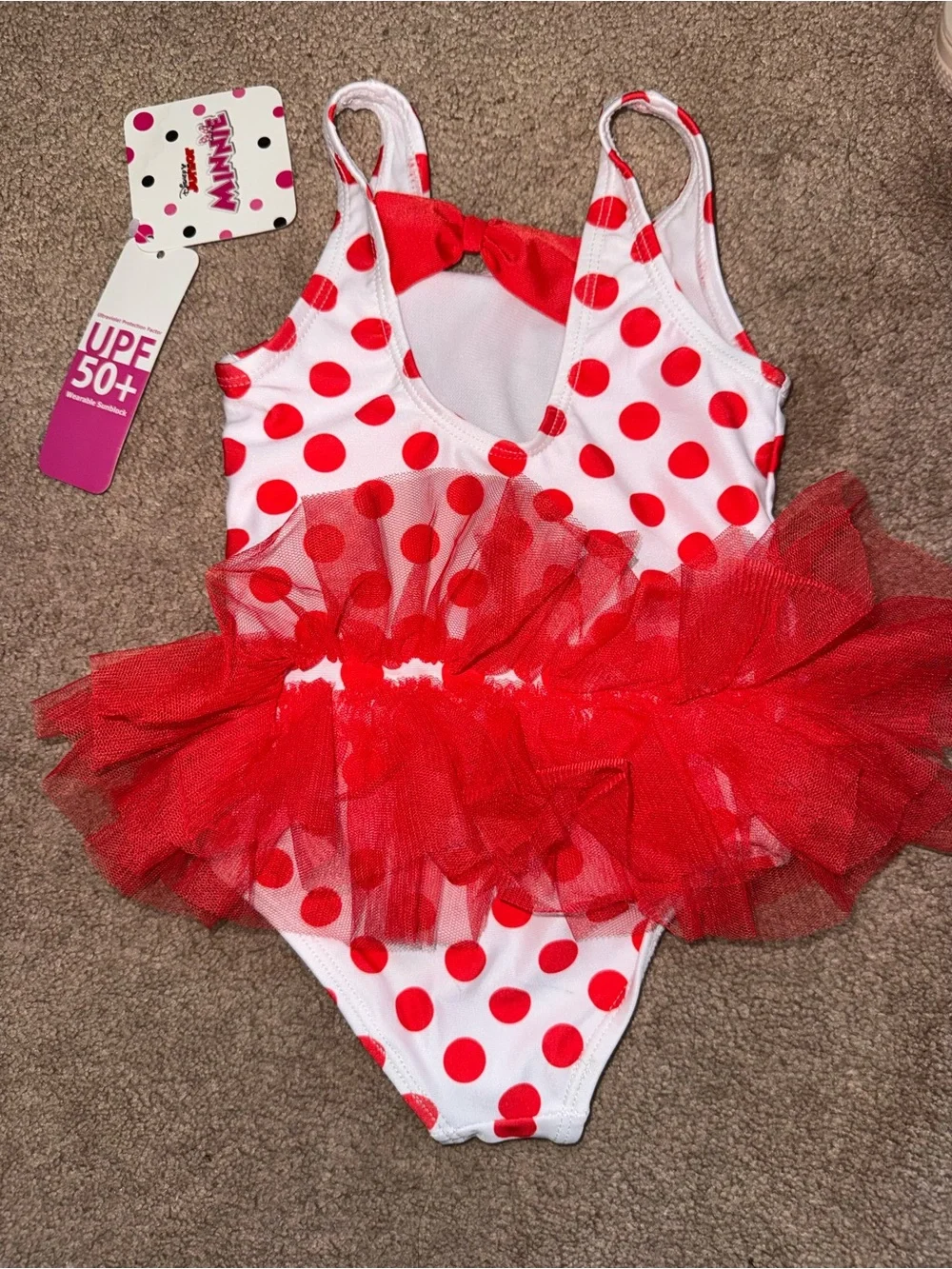 Disney Red & White Minnie Mouse Polka Dot Tutu One-Piece